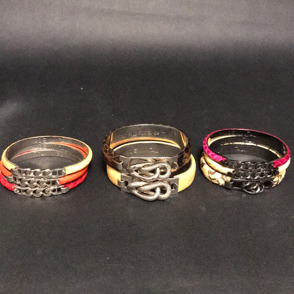 MADE IN ITALY Luxury Designer Leather Cuff Bracelets Bangles Stack MANY COLORS